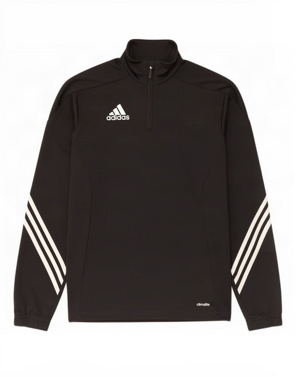 Adidas Hommes Climalite Zip Neck Pull Survêtement Top Petit Noir Polyester