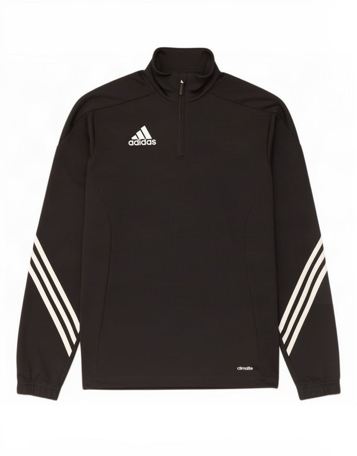 Adidas Hommes Climalite Zip Neck Pull Survêtement Top Petit Noir Polyester