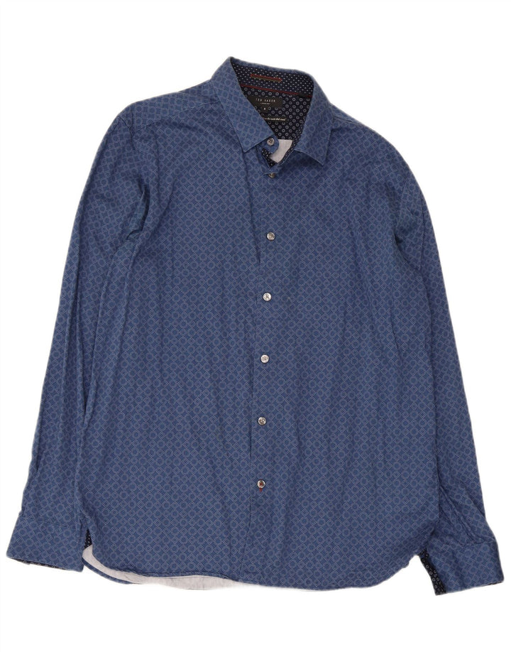 Ted Baker Chemise Homme Taille 5 XL Bleu Géométrique Coton