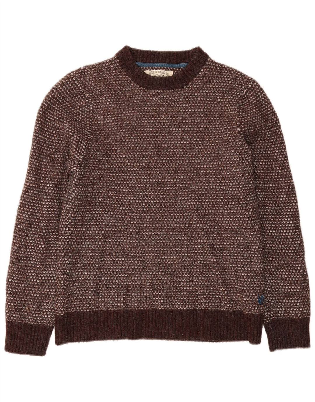 Pull à col rond White Stuff pour femme UK 14 Large en laine d'agneau marron
