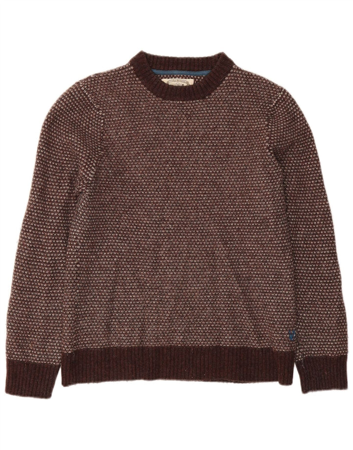 Pull à col rond White Stuff pour femme UK 14 Large en laine d'agneau marron