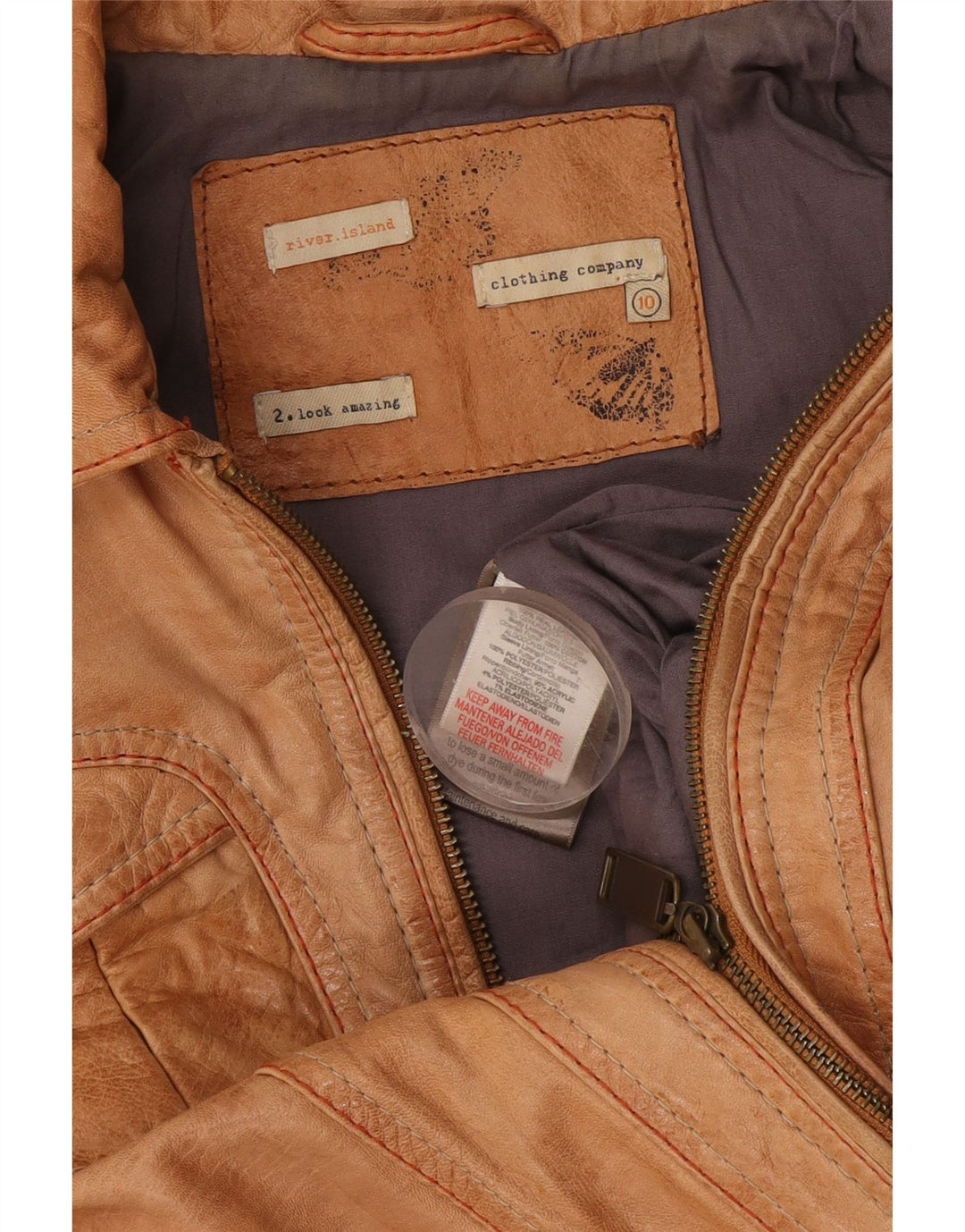 River Island Veste Bomber Femme UK 10 Petit Beige Colourblock