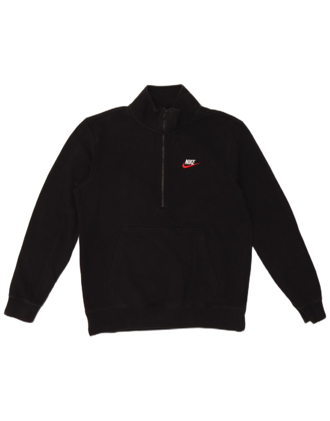 Nike Sweat-shirt à col zippé pour homme en coton noir moyen