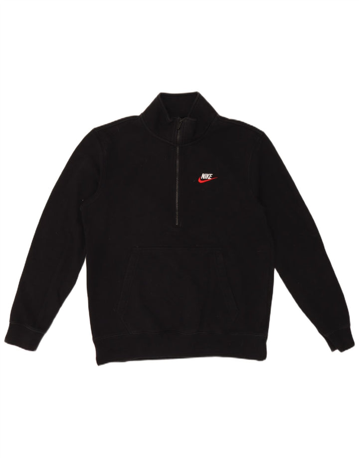 Nike Sweat-shirt à col zippé pour homme en coton noir moyen