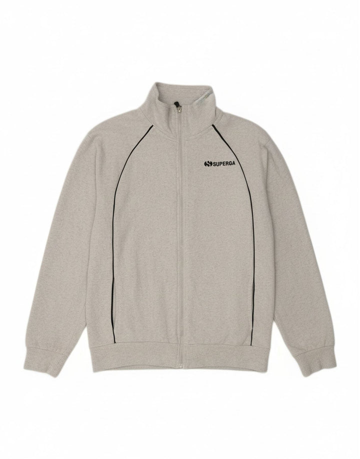 SUPERGA Womens Tracksuit Top Jacket UK 14 Medium Grey Cotton