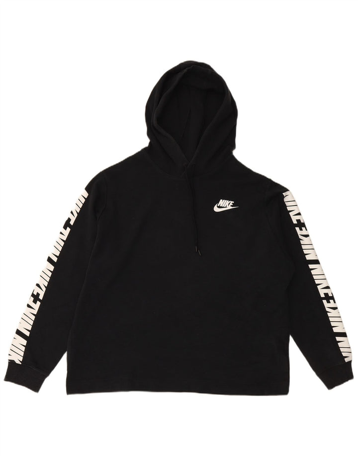 NIKE Pull à capuche surdimensionné graphique pour femme UK 18 XL Coton noir