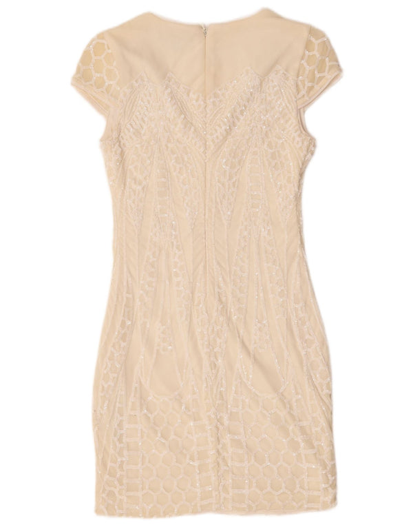 Guess Robe fourreau à paillettes pour femme UK 6 XS Nylon blanc cassé