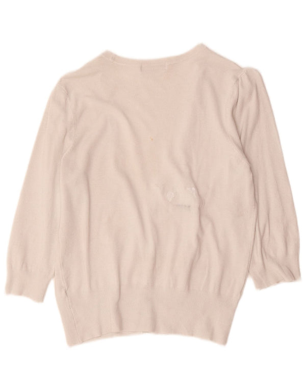 Marks & Spencer Pull cardigan à manches 3/4 pour femme UK 14 Medium Off White
