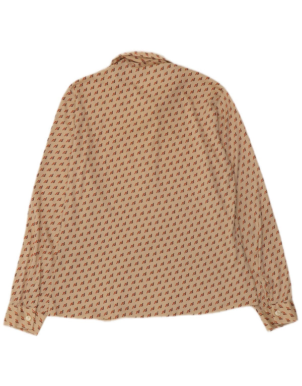 VINTAGE Womens Pullover Shirt UK 16 Large Beige Geometric