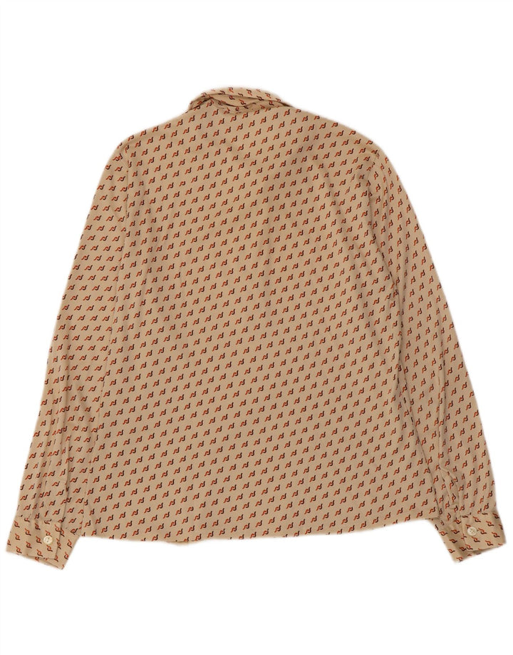 VINTAGE Womens Pullover Shirt UK 16 Large Beige Geometric