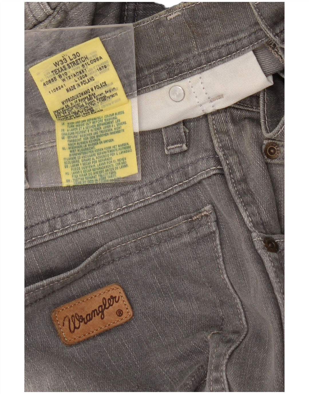 WRANGLER Mens Texas Stretch Straight Jeans W33 L30  Grey Cotton
