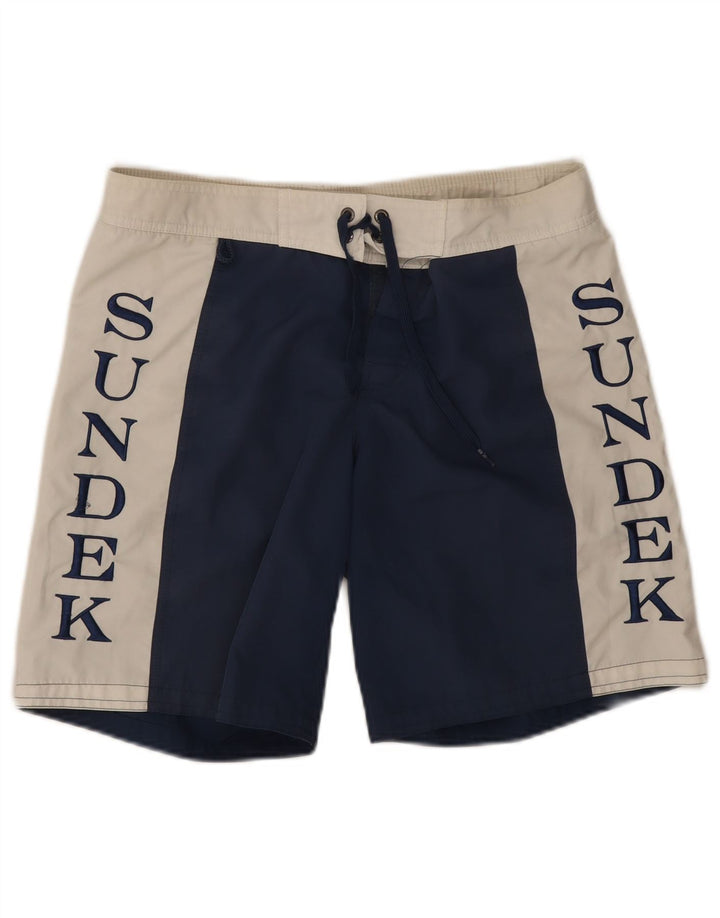 Sundek Short de bain graphique pour hommes petit polyester color block bleu marine