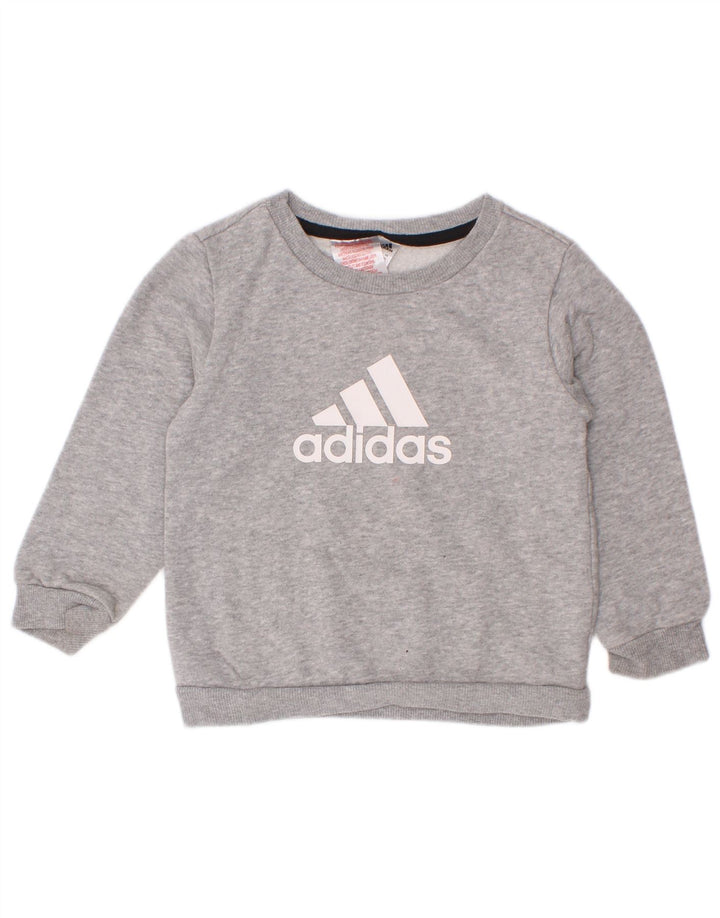 Adidas Sweat-shirt graphique pour garçon 2-3 ans Gris chiné en coton