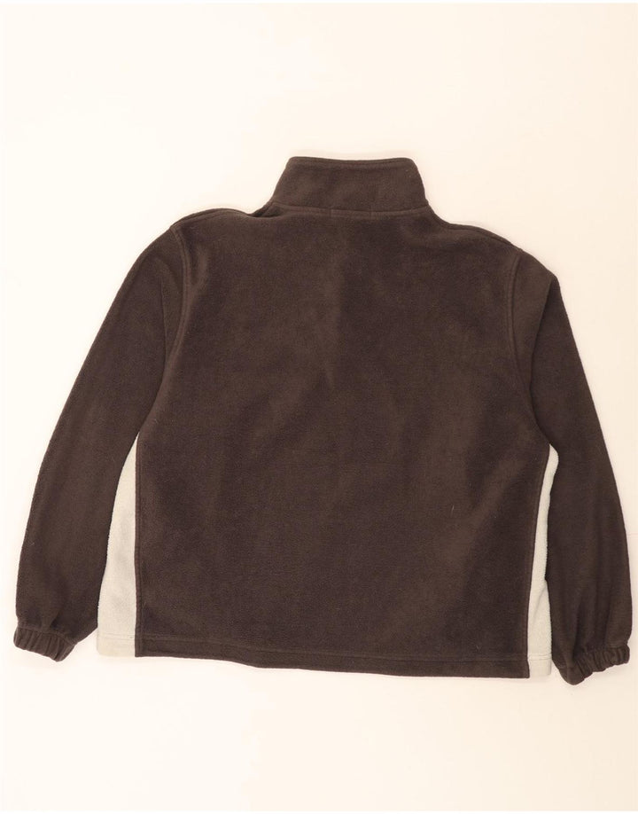 Fila Pull polaire à col zippé pour homme Large Marron Colorblock Polyester