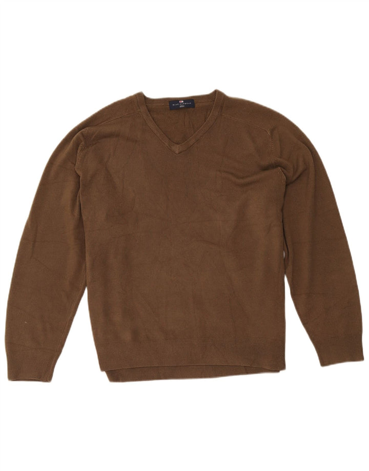 Marks & Spencer Pull à col en V Blue Harbor pour hommes, grand, marron, acrylique