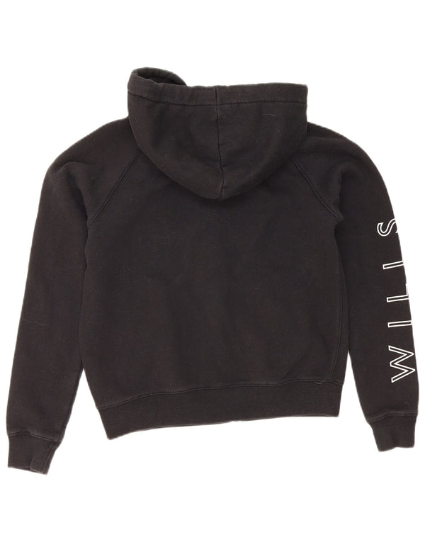 Jack Wills Pull à capuche zippé graphique pour femme UK 8 Petit coton noir