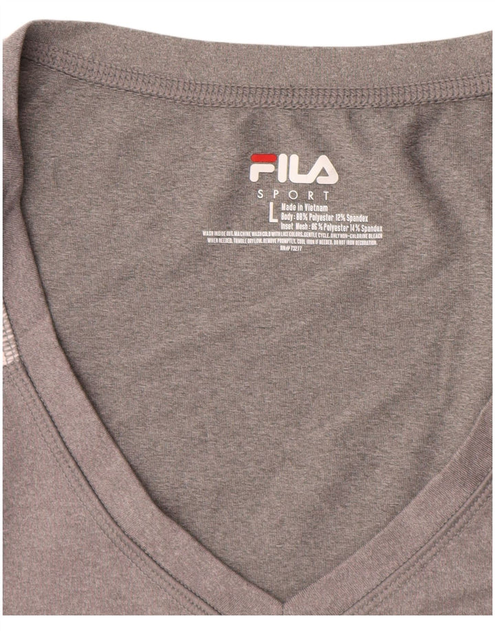 FILA T-Shirt Femme UK 14 Large Gris Colorblock