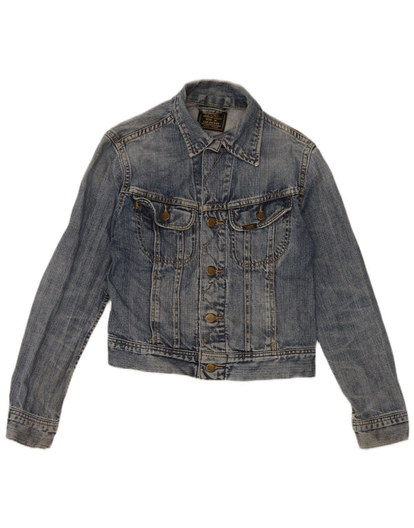 Lee Veste en jean courte pour femme UK 12 Bleu moyen Coton