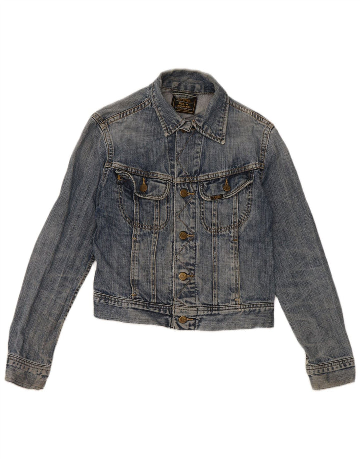 Lee Veste en jean courte pour femme UK 12 Bleu moyen Coton