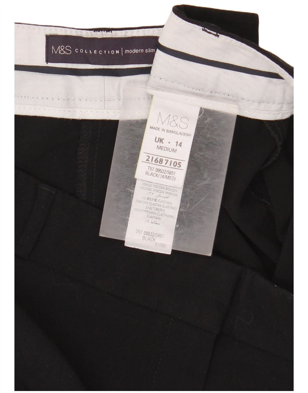 MARKS & SPENCER Pantalon de costume court pour femme UK 14 Medium W34 L26 Noir