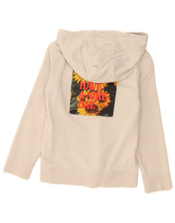 Nike Pull à capuche graphique pour fille 8-9 ans Petit coton floral beige