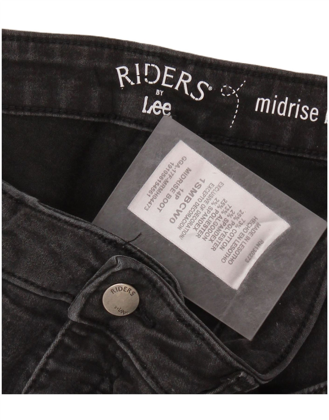 LEE Jean court Riders taille moyenne pour femme US 14 XL W32 L24 Noir