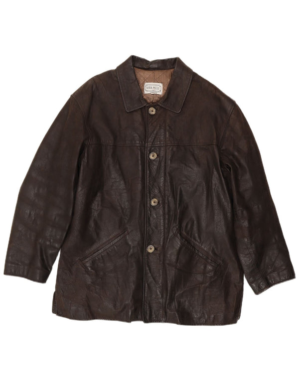 Veste en cuir homme vintage IT 54 2XL Cuir marron