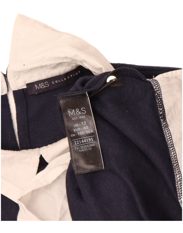 Marks & Spencer Pull à col polo pour femme UK 12 Bleu marine moyen