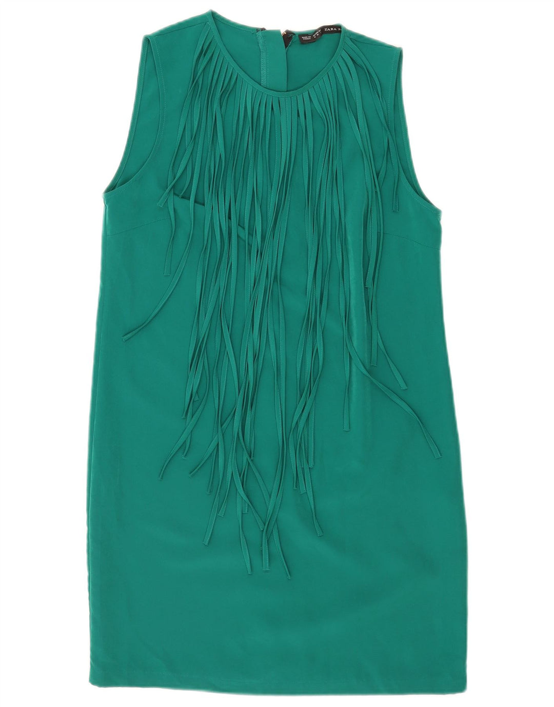 Zara Robe droite sans manches pour femme UK 12 Vert moyen