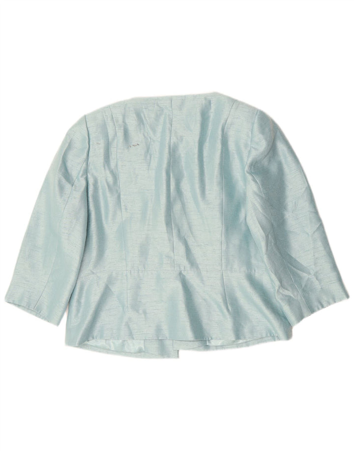 Jacques Vert Veste blazer courte à manches 3/4 pour femme UK 16 Large Bleu Viscose