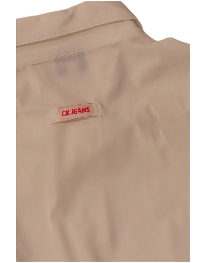 CALVIN KLEIN JEANS Chemise à manches 3/4 pour femme UK 16 Large Off White