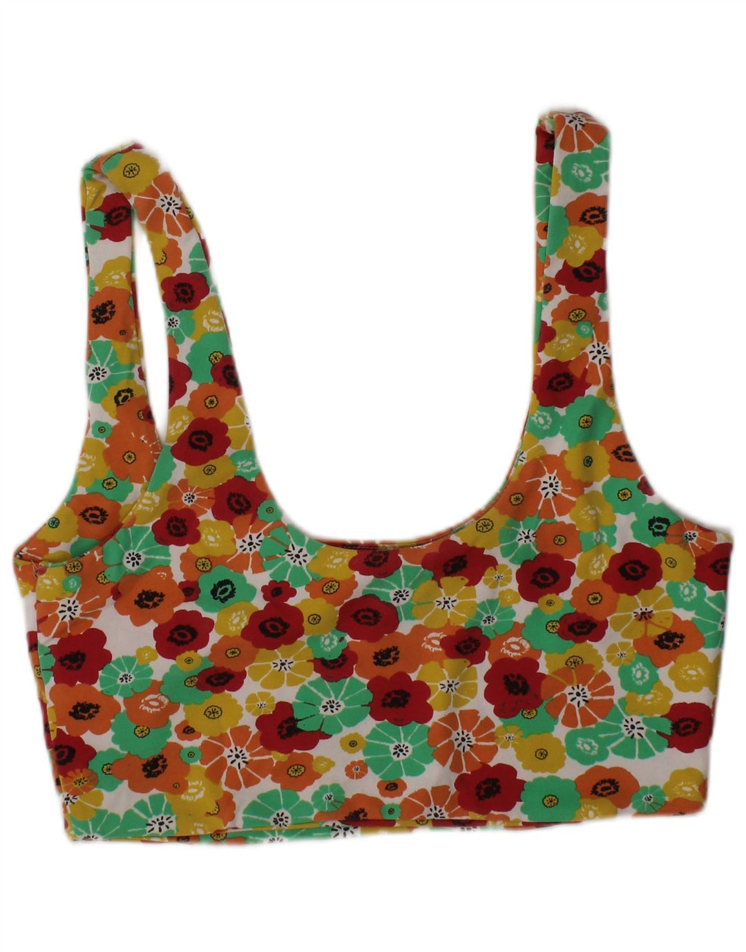 ZARA Femme Graphic Crop Top UK 12 Moyen Multicolore Floral Coloré