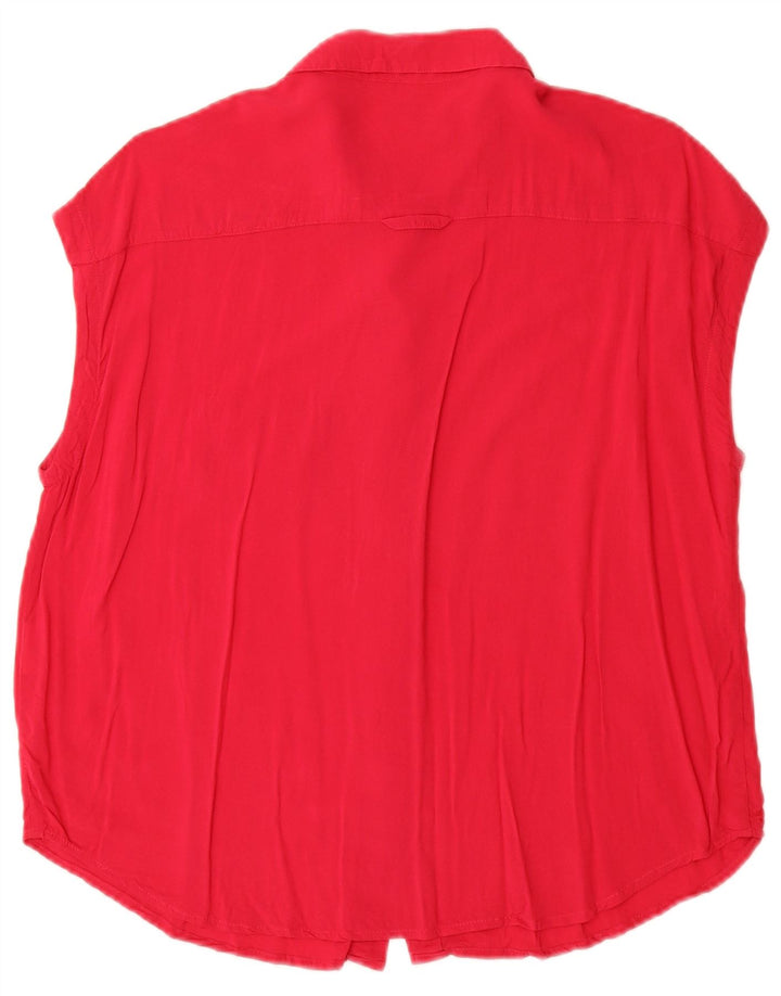 Benetton Chemisier surdimensionné à manches courtes pour femme UK 6 XS Rouge Coton