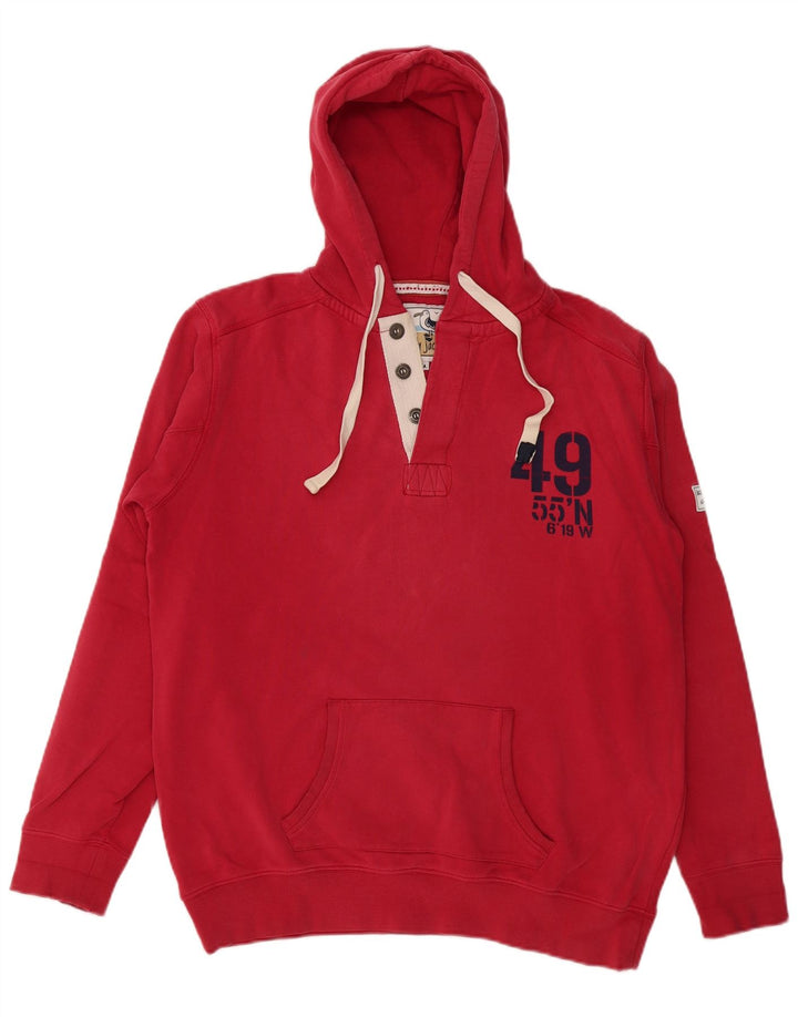 VINTAGE Pull à capuche graphique pour homme en coton rouge moyen