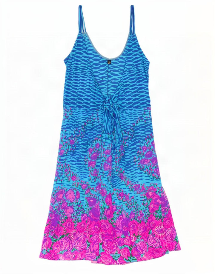 vintage Femme Robe d’été IT 46 Grand Bleu Floral