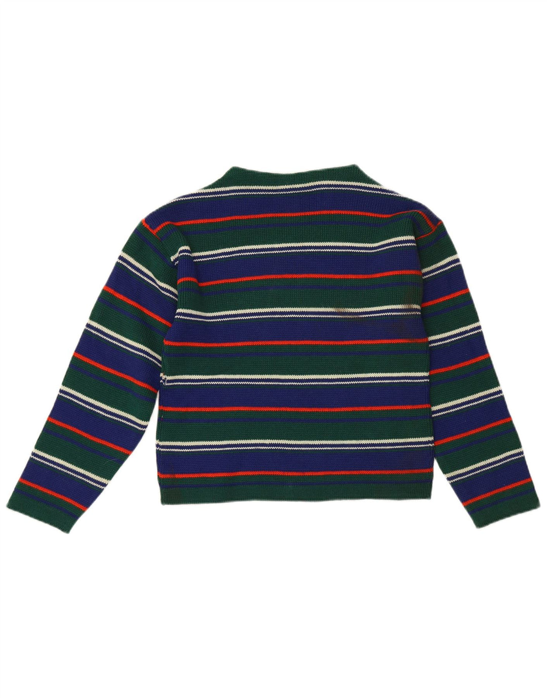 vintage Femme Turtle Neck Jumper Pull IT 42 Moyen Vert Rayé