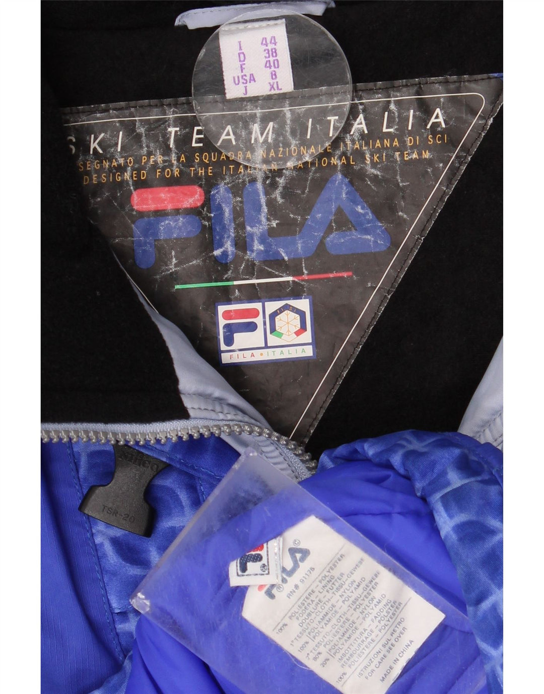 Fila Veste de ski surdimensionnée à capuche pour femme US 8 Bleu moyen géométrique