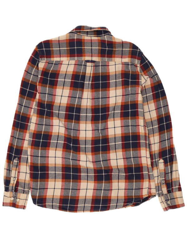 Crew Clothing Chemise en flanelle pour homme en coton à carreaux bleu marine moyen