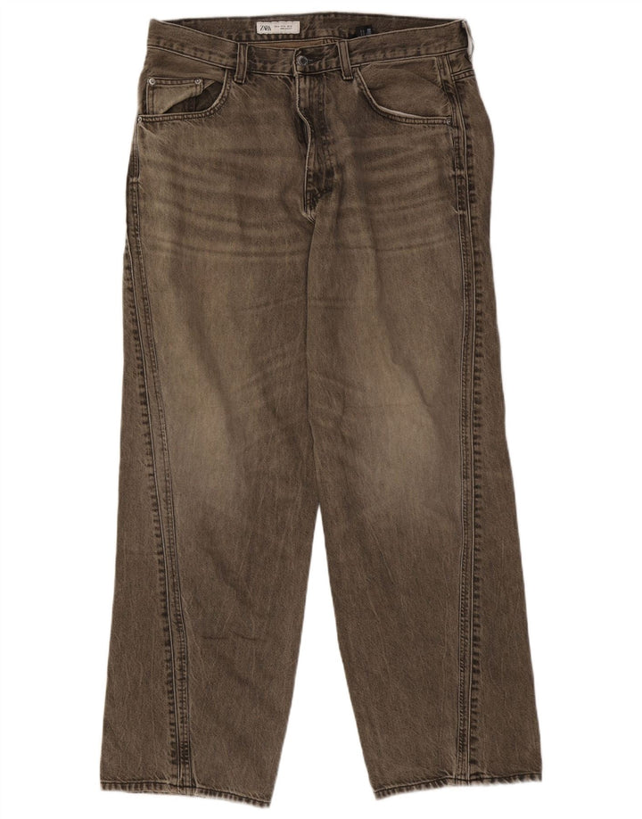 Zara Jean ample pour femme EU 42 Large W32 L32 Gris Coton