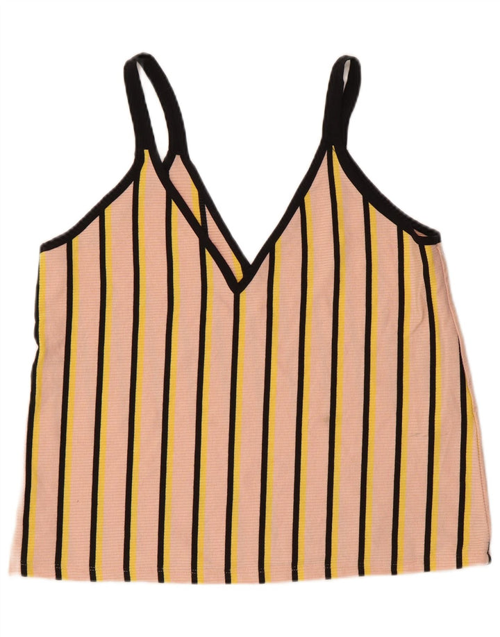 Zara Femme Cami Top UK 44 Large Rose Rayé Polyester