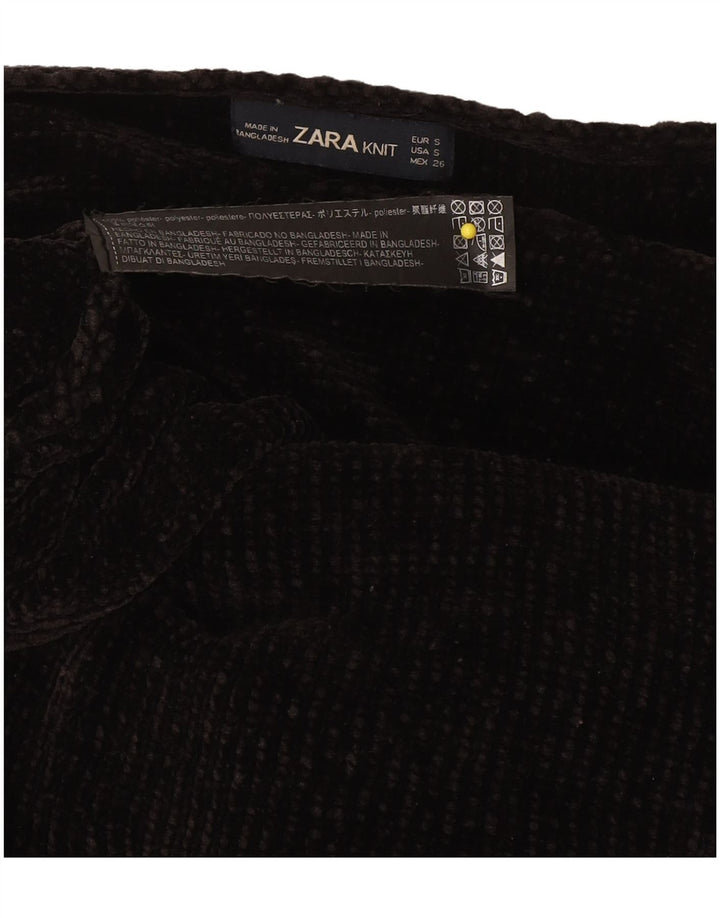 Zara Pull surdimensionné à col bateau pour femme UK 10 Petit Noir Polyester