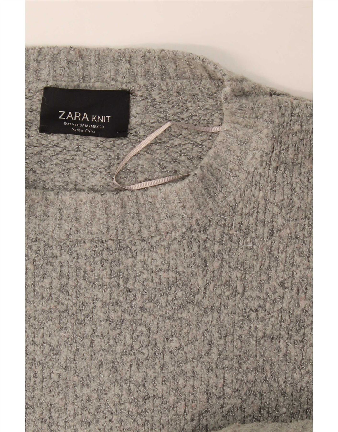 Zara Pull surdimensionné à col rond pour femme UK 14 Gris moyen