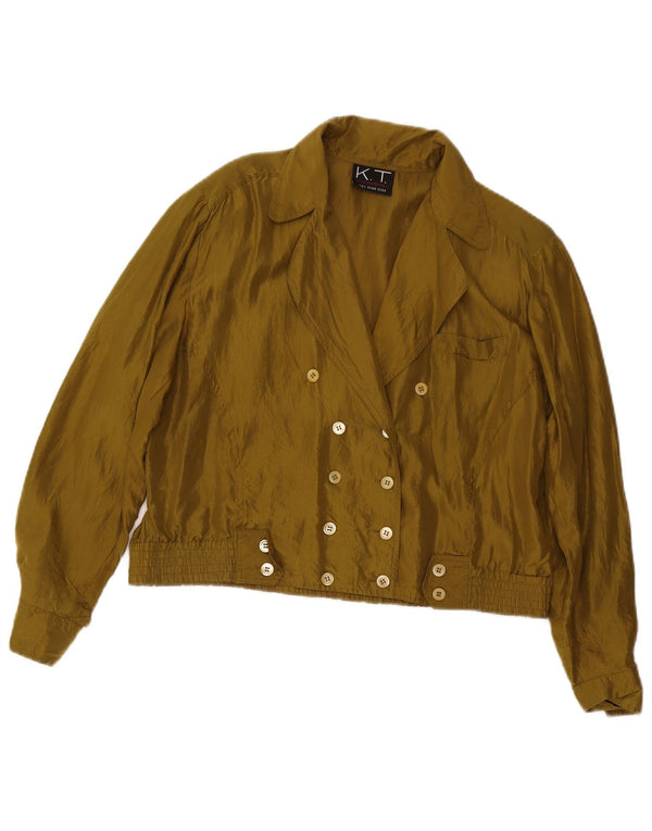 vintage Femmes Surdimensionné Double Breasted Bomber Jacket UK 10 Petit Kaki