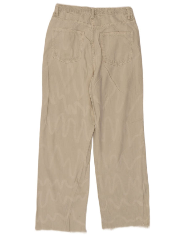 Zara Jean droit taille haute pour femme EU 38 Small W28 L28 Beige rayé