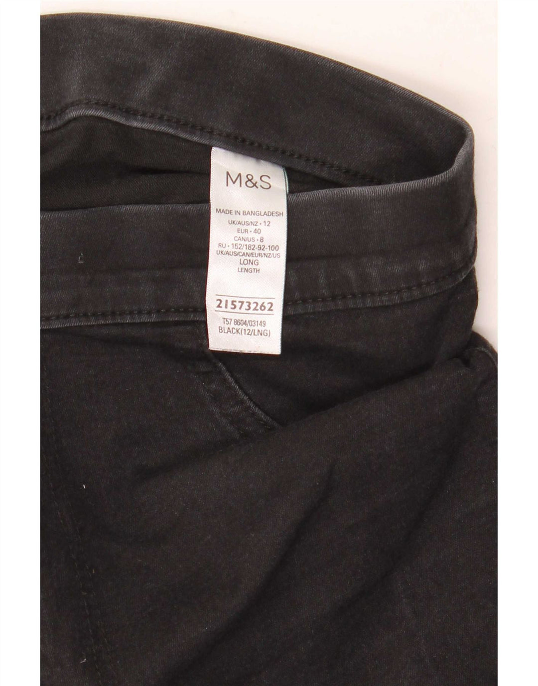 Marks & Spencer Jean Jegging Femme UK 12 Moyen W30 L30 Coton Noir
