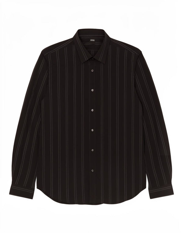 Hugo Boss Chemise Homme Taille 43/44 XL Coton Rayé Noir