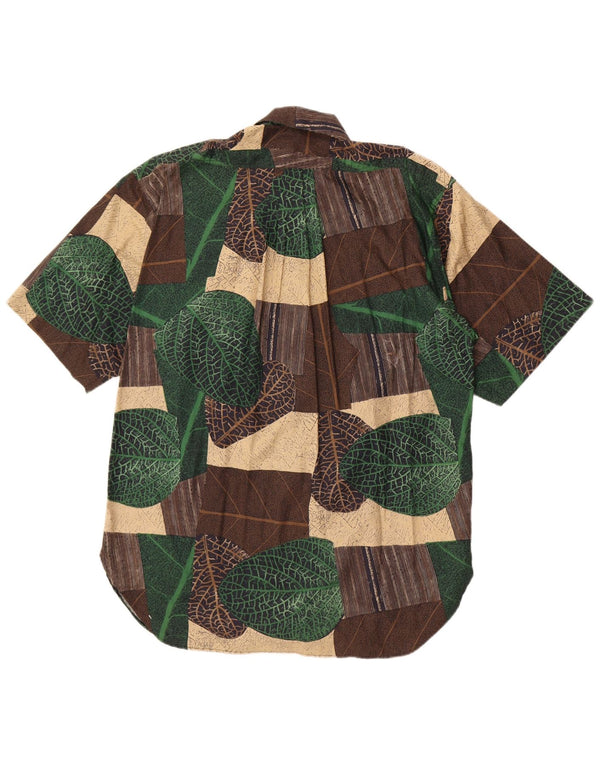 Casucci Chemise à manches courtes pour hommes Large Patchwork marron