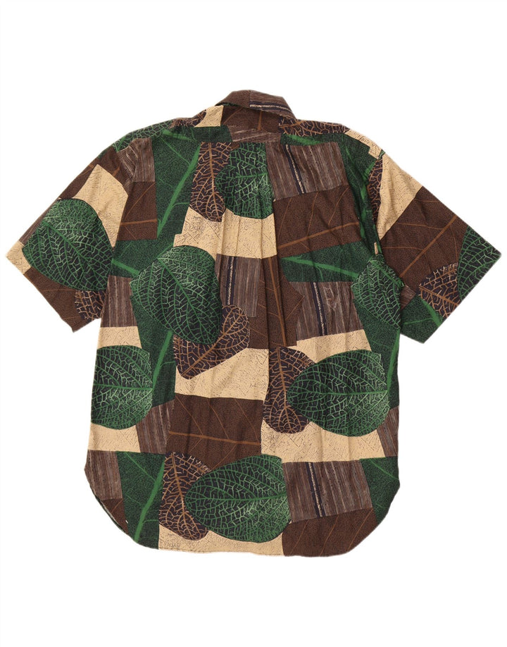 Casucci Chemise à manches courtes pour hommes Large Patchwork marron