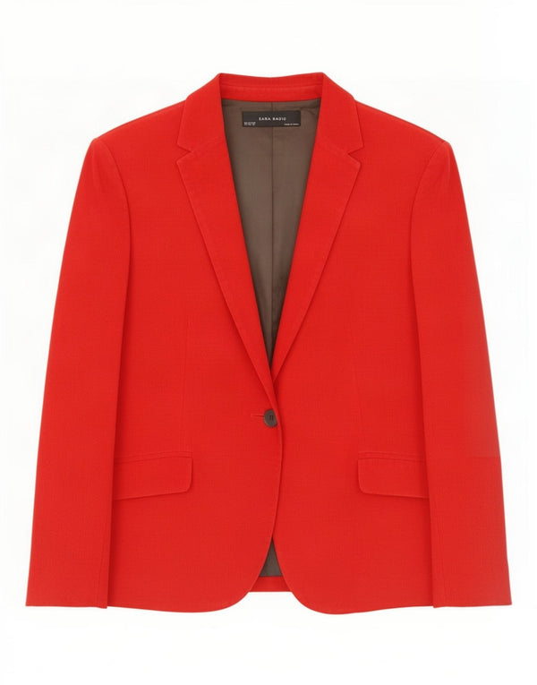 Zara Veste blazer en velours côtelé à 1 bouton pour femme UK 18 XL Rouge