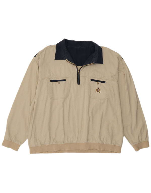 Polo vintage à manches longues pour hommes 2XL Beige Colourblock